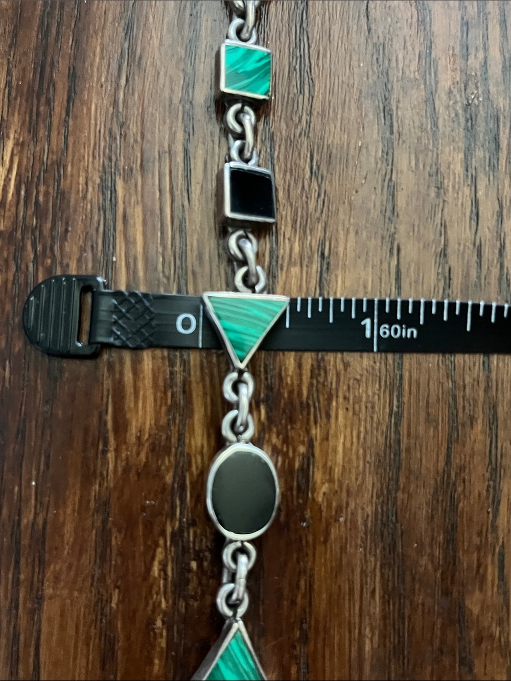 Mexico 925 Silver Geometric Green & Black Bracelet - Picture 11 of 15